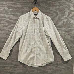 Van Heusen SZ M 15/15.5 Collared Long Sleeve Button Down White Blue Stripe Shirt